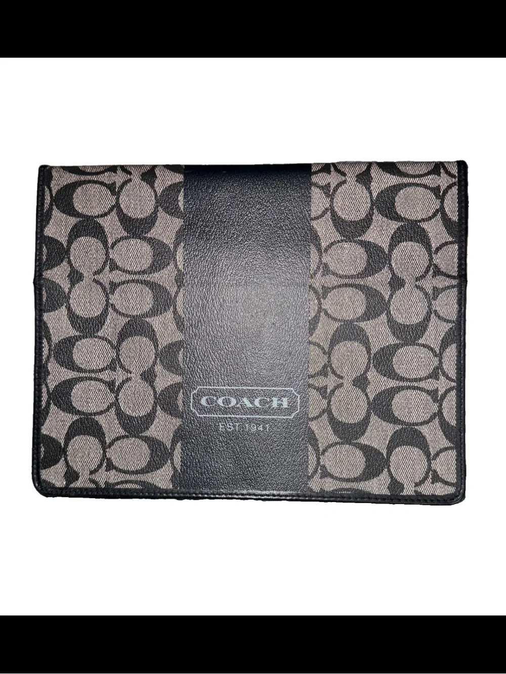 Coach Signature Vintage iPad Case Black & Gray with Leather Trim